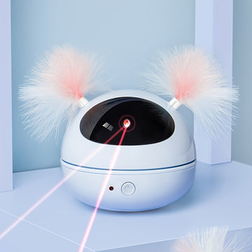 Interactive Cat Toy: Laser Light & Feathers, No Batteries Needed